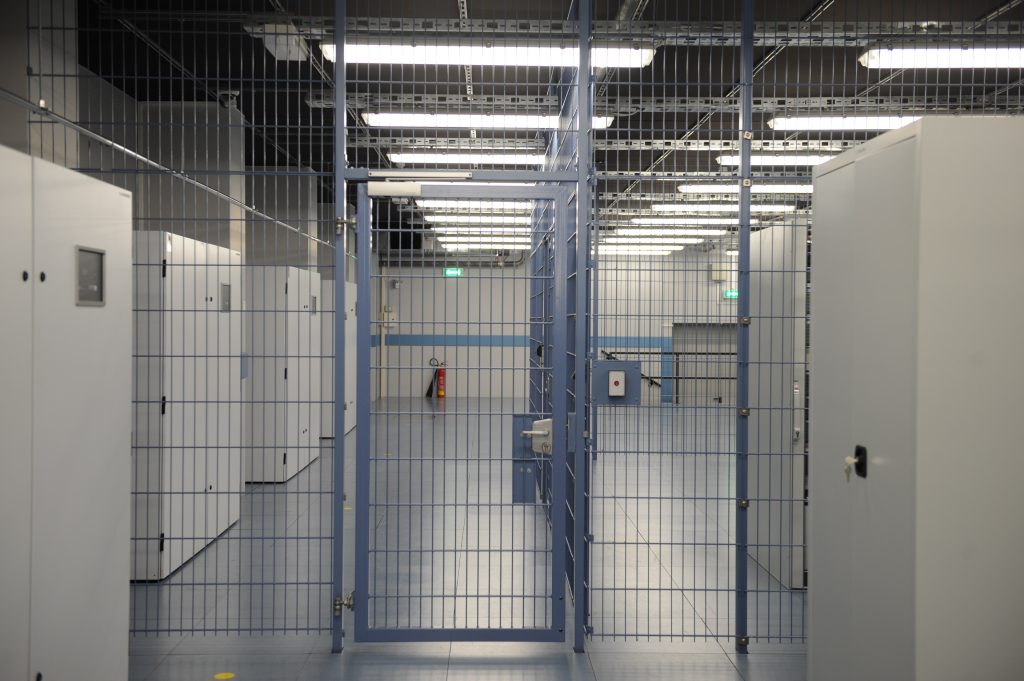 Locked server cages in a data centre