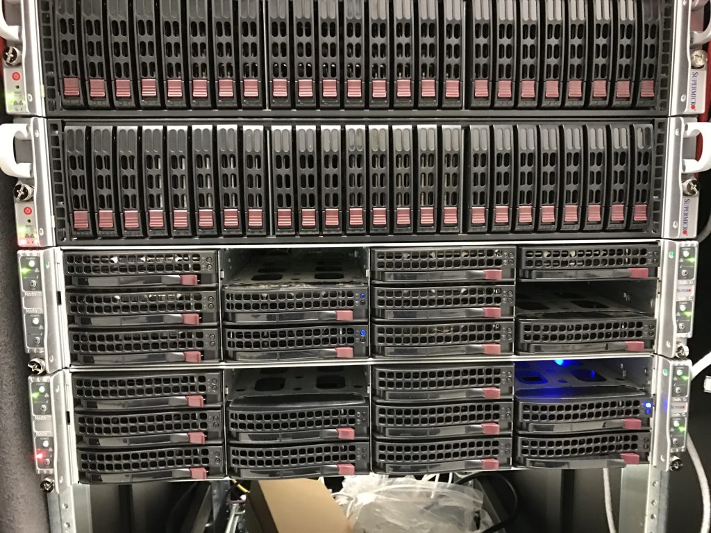 Storage servers with rows of drive bays