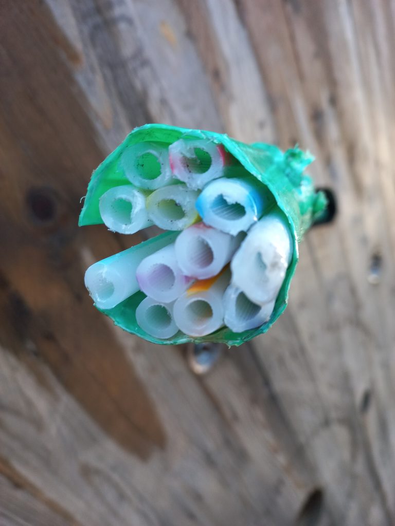 Colourful fibre microducts seen end on